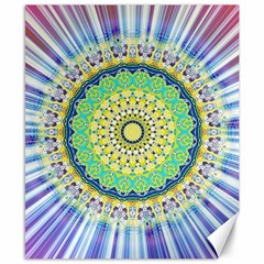 Power Mandala Sun Blue Green Yellow Lilac Canvas 8  X 10  by EDDArt