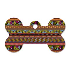Traditional Africa Border Wallpaper Pattern Colored 2 Dog Tag Bone (two Sides) by EDDArt