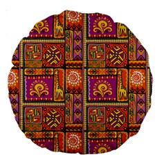 Traditional Africa Border Wallpaper Pattern Colored 3 Large 18  Premium Round Cushions by EDDArt