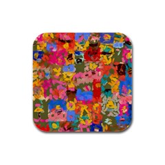 Coloful Strokes Canvas                                    Rubber Square Coaster (4 Pack by LalyLauraFLM