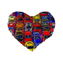 Colorful Toy Racing Cars Standard 16  Premium Flano Heart Shape Cushions by FunnyCow