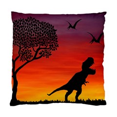 Sunset Dinosaur Scene Standard Cushion Case (two Sides) by IIPhotographyAndDesigns