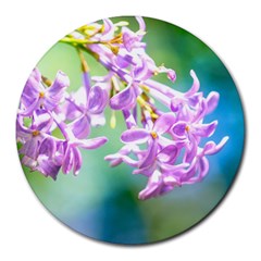 Beautiful Pink Lilac Flowers Round Mousepads by FunnyCow