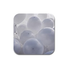 White Toy Balloons Rubber Square Coaster (4 Pack)  by FunnyCow