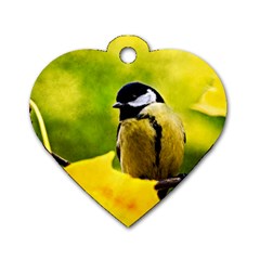 Tomtit Bird Dressed To The Season Dog Tag Heart (two Sides) by FunnyCow
