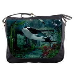 Wonderful Orca In Deep Underwater World Messenger Bags by FantasyWorld7