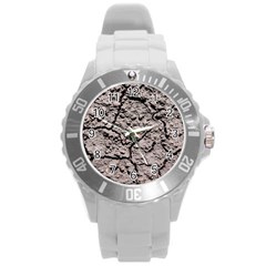 Earth  Dark Soil With Cracks Round Plastic Sport Watch (l) by FunnyCow