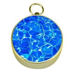 Blue Clear Water Texture Gold Compasses by FunnyCow