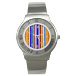 Colorful Wood And Metal Pattern Stainless Steel Watch