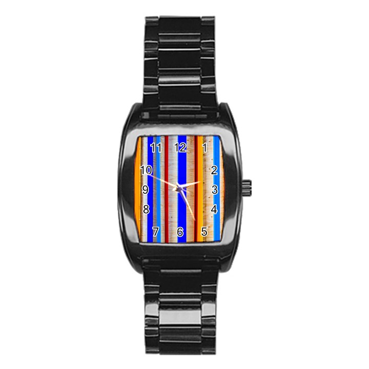 Colorful Wood And Metal Pattern Stainless Steel Barrel Watch