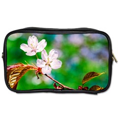 Sakura Flowers On Green Toiletries Bags 2-side by FunnyCow
