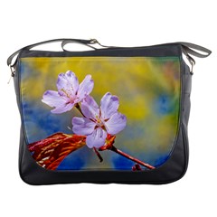 Sakura Flowers On Yellow Messenger Bags by FunnyCow