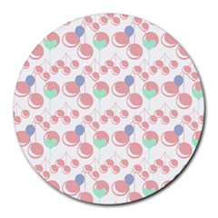 Bubblegum Cherry White Round Mousepads by snowwhitegirl
