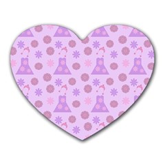 Violet Pink Flower Dress Heart Mousepads by snowwhitegirl
