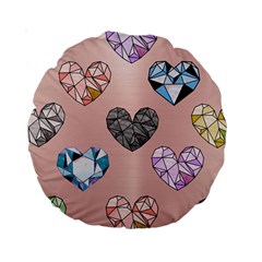 Gem Hearts And Rose Gold Standard 15  Premium Round Cushions by NouveauDesign