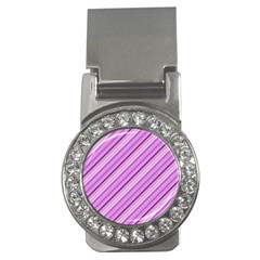 Violet Diagonal Lines Money Clips (cz)  by snowwhitegirl