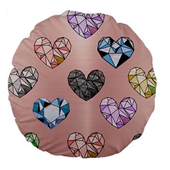 Gem Hearts And Rose Gold Large 18  Premium Round Cushions by NouveauDesign