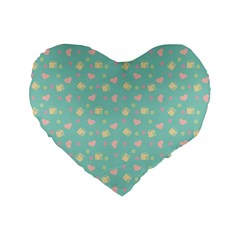 Teal Milk Hearts Standard 16  Premium Flano Heart Shape Cushions by snowwhitegirl