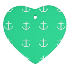 Seafoam Anchors Heart Ornament (two Sides) by snowwhitegirl
