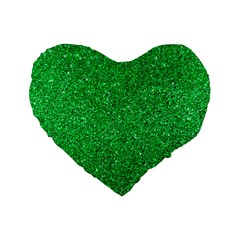 Green Glitter Standard 16  Premium Flano Heart Shape Cushions by snowwhitegirl