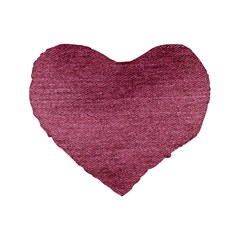 Pink  Denim Standard 16  Premium Flano Heart Shape Cushions by snowwhitegirl