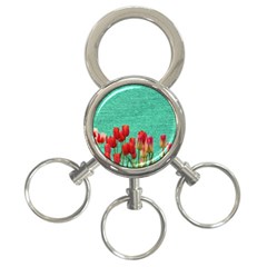 Green Denim Flowers 3-ring Key Chains by snowwhitegirl