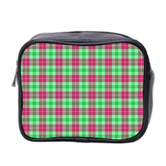 Pink Green Plaid Mini Toiletries Bag (two Sides) by snowwhitegirl