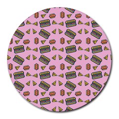 Fast Food Pink Round Mousepads by snowwhitegirl