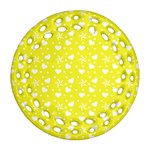 Hearts And Star Dot Yellow Round Filigree Ornament (Two Sides) Front
