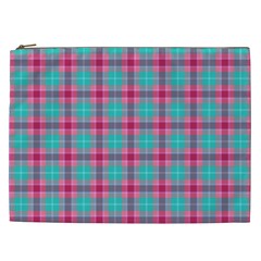 Blue Pink Plaid Cosmetic Bag (xxl) by snowwhitegirl