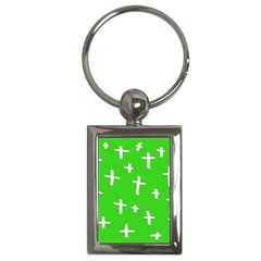 Green White Cross Key Chains (rectangle) 