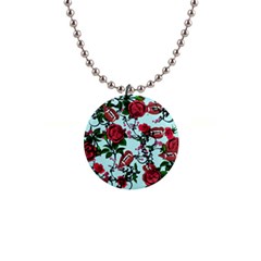 Light Blue Rose Vampire Button Necklaces by snowwhitegirl
