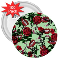 Green Rose Vampire 3  Buttons (100 Pack)  by snowwhitegirl