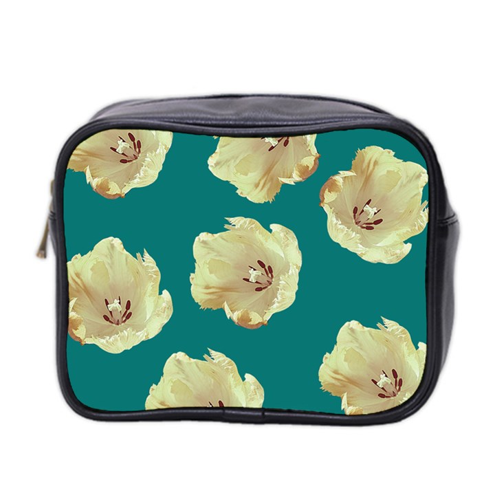 Teal Tulips Mini Toiletries Bag (Two Sides)