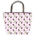 School Girl Pattern Pink Bucket Bag