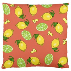 Lemons And Limes Peach Large Cushion Case (two Sides) by snowwhitegirl