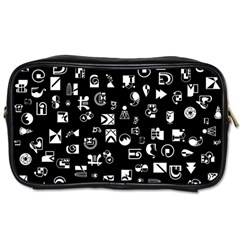White On Black Abstract Symbols Toiletries Bag (one Side) by FunnyCow