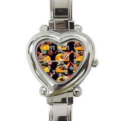 Drum Beat Collage Heart Italian Charm Watch by FunnyCow