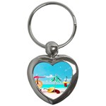 Red Chili Peppers On The Beach Key Chains (Heart)  Front
