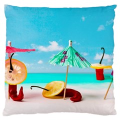 Red Chili Peppers On The Beach Large Cushion Case (two Sides) by FunnyCow