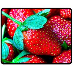 Red Strawberries Double Sided Fleece Blanket (medium)  by FunnyCow