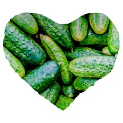 Pile Of Green Cucumbers Large 19  Premium Heart Shape Cushions by FunnyCow