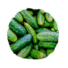 Pile Of Green Cucumbers Standard 15  Premium Flano Round Cushions by FunnyCow