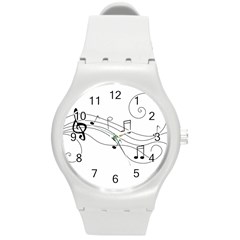 Music Partition Round Plastic Sport Watch (m) by alllovelyideas