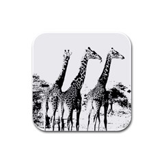 Giraffe  Rubber Square Coaster (4 Pack)  by Valentinaart