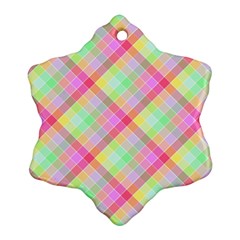 Pastel Rainbow Tablecloth Diagonal Check Ornament (snowflake) by PodArtist