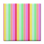Pastel Rainbow Sorbet Deck Chair Stripes Tile Coasters
