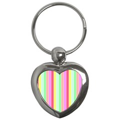 Pastel Rainbow Sorbet Deck Chair Stripes Key Chains (heart) 