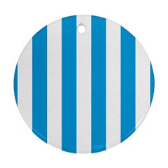 Oktoberfest Bavarian Blue And White Large Cabana Stripes Round Ornament (two Sides) by PodArtist
