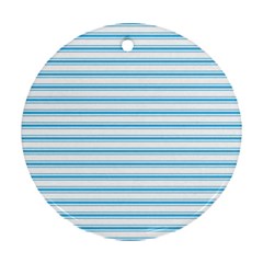 Oktoberfest Bavarian Blue And White Large Mattress Ticking Stripes Round Ornament (two Sides) by PodArtist